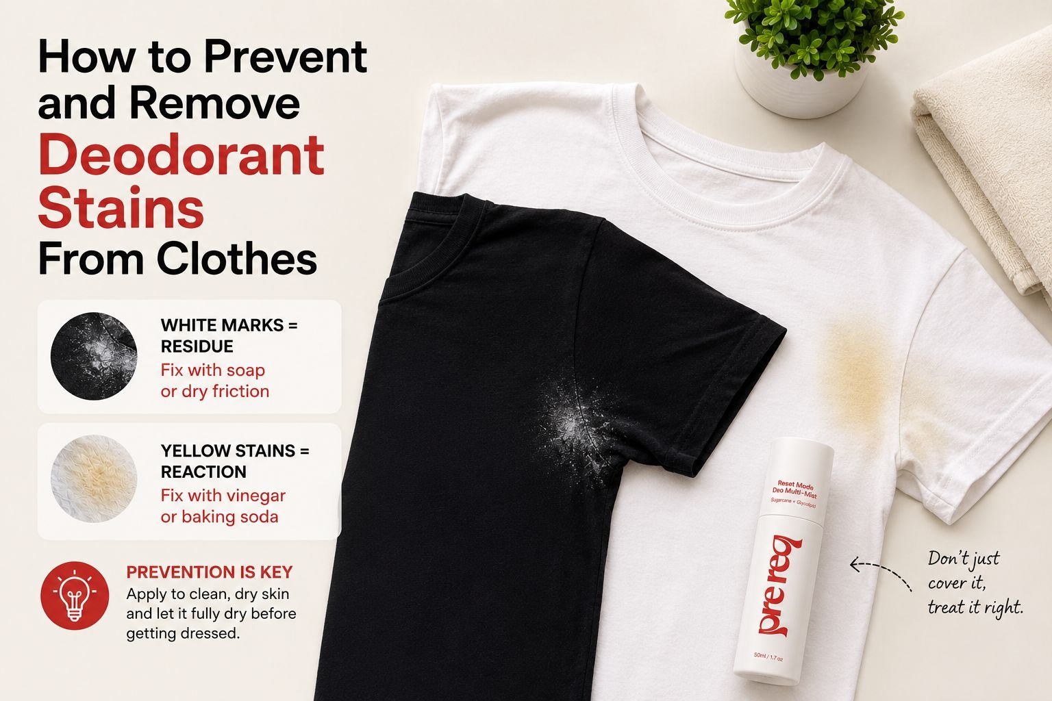 How to Prevent and Remove Deodorant Stains From Clothes - PreReq Care